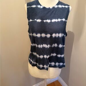 Sage Navy and White Tie-Dye Muscle Tee